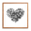 heart shape made from Celery ink stamped impressions