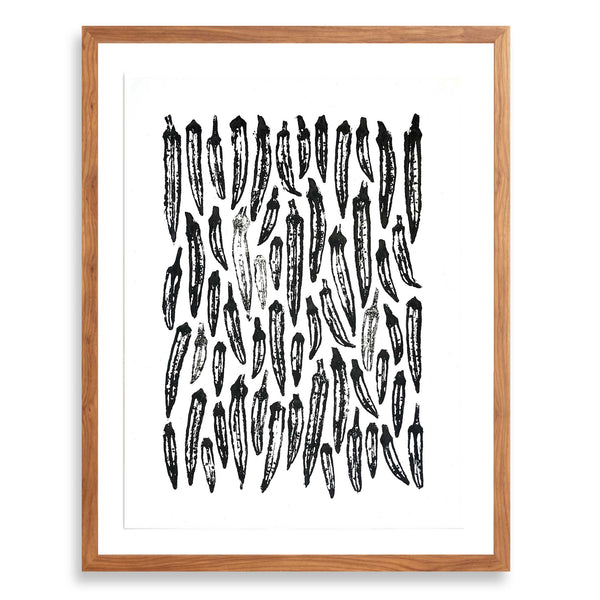 Betsy Marie print, okra profile printed with black ink