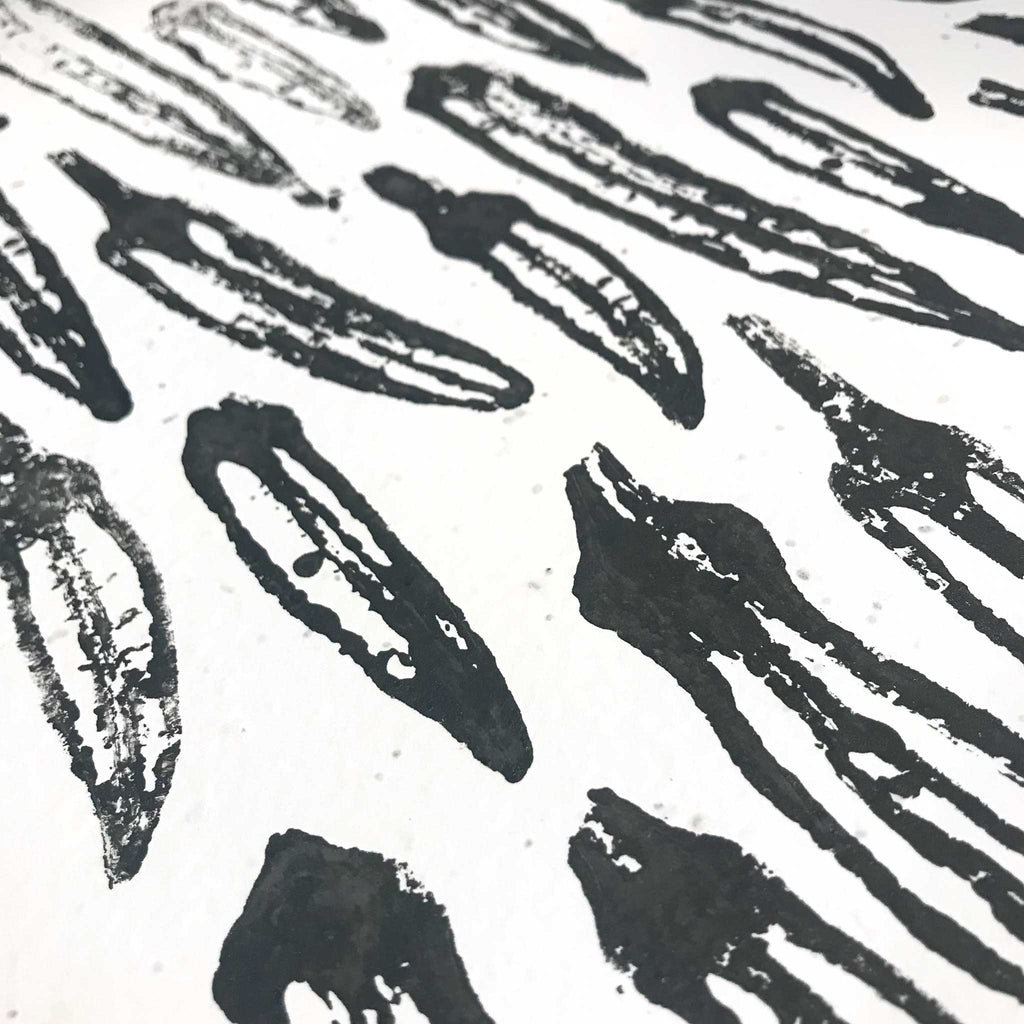 Betsy Marie print, okra profile printed with black ink