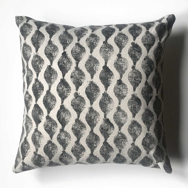 Betsy Marie hand printed pillow using beet to print wavy pattern