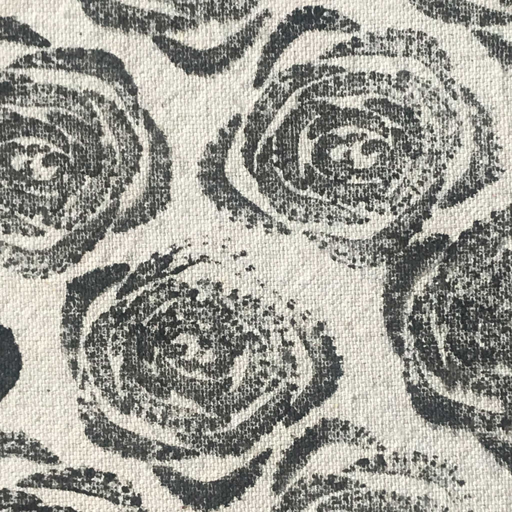 Detail of Betsy Marie hand printed pillow using celery to print floral pattern
